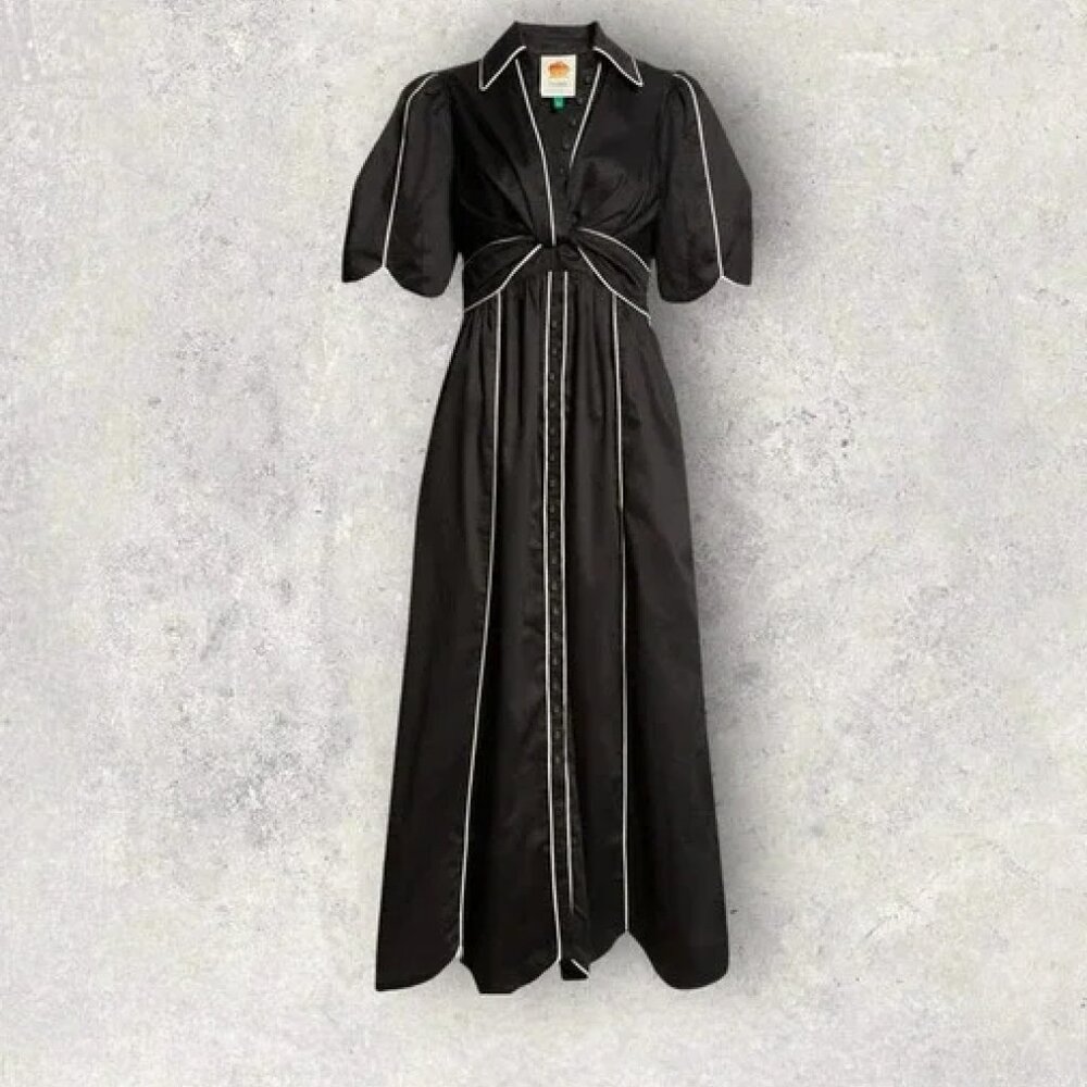 NEW FARM RIO Tie Belt Shirtdress black white size M